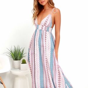 Colorful  deep V maxi